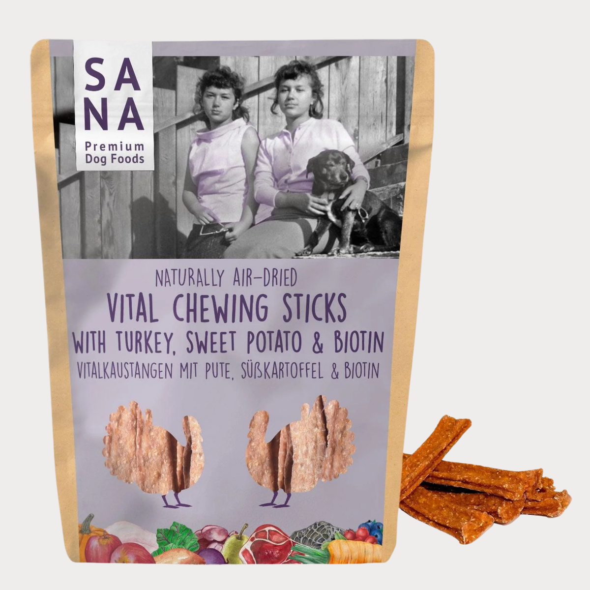 SANADOG - Barrette dentali 100% naturali al tacchino con Biotina e Olio di lino 150gr